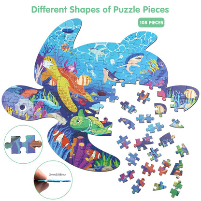Sea Turtle Jigsaw Puzzle for Kids, 108 Pieces Jigsaw Puzzle with Large Pieces for Kids Age 4 5 6 7 8 9 10 Years.