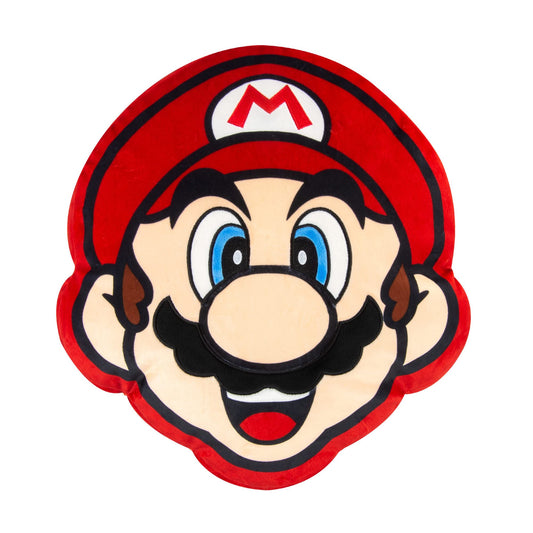 Club Mocchi Mocchi T12423 Mega, Nintendo Merchandise, Bedroom Accessories, Super Mario Cushion for Boys and Girls Aged 3 Years and Older, 15 Inch Plush Toy, Multi