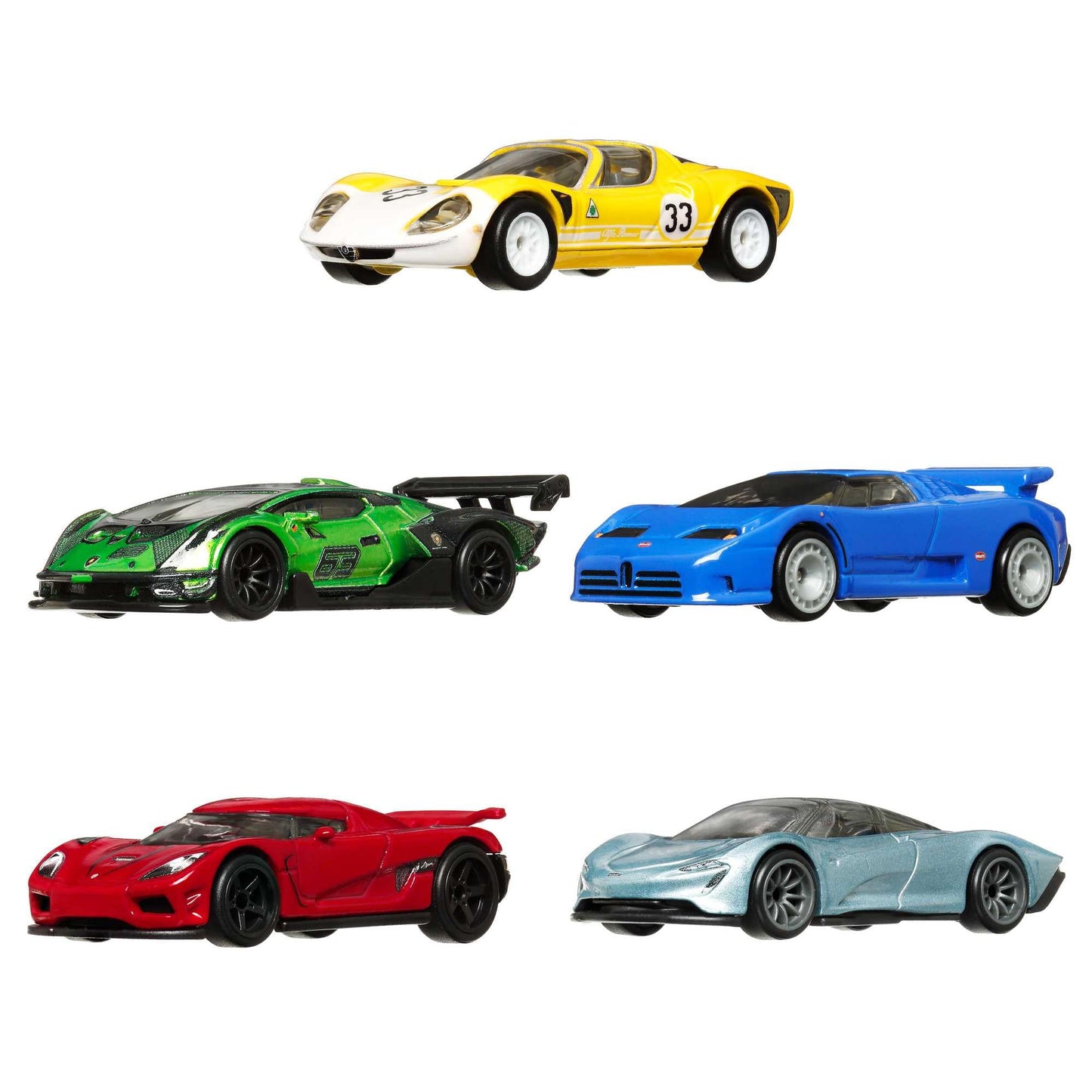 Hot Wheels Premium Car Culture Speed Machines™ 5-Pack of Toy Cars, Full Metal Body, Real Riders™ Tires, 1:64 Scale Sports Cars, Gift for Collectors, HFF42