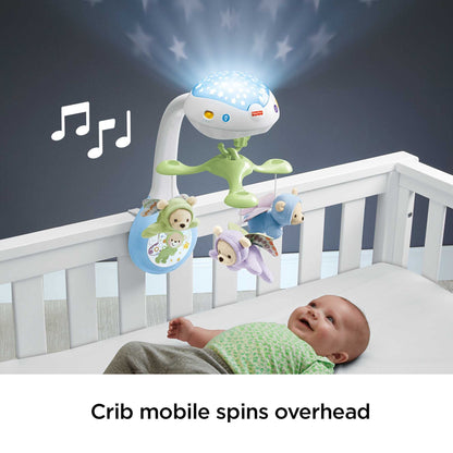 Fisher-Price Butterfly Dreams 3-in-1 Projection Mobile - Soothing Baby Sleep Aid with 3 Audio Modes and Plush Bears, Musical Cot Mobile, Tabletop Projector and Stroller Toy, Newborn Baby Toys, CDN41