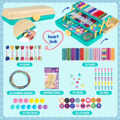 Friendship Bracelet Making Kit with Storage Box,DIY String Bracelet Arts and Craft for Girls Aged 8-12,Kids' Travel Activity Toy Set, Birthday Gifts for Ages 6 7 8 9 10 11 12 Year Old (Yellow/Blue)