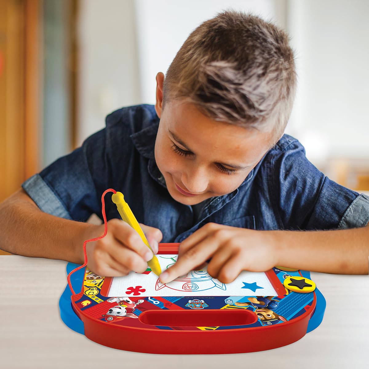 LEXIBOOK, Paw Patrol, Multicolour Magic Magnetic Drawing Board, Artistic Creative Toy for Girls and Boys, Stylus Pen and Stamps, Red/Blue, CRPA550