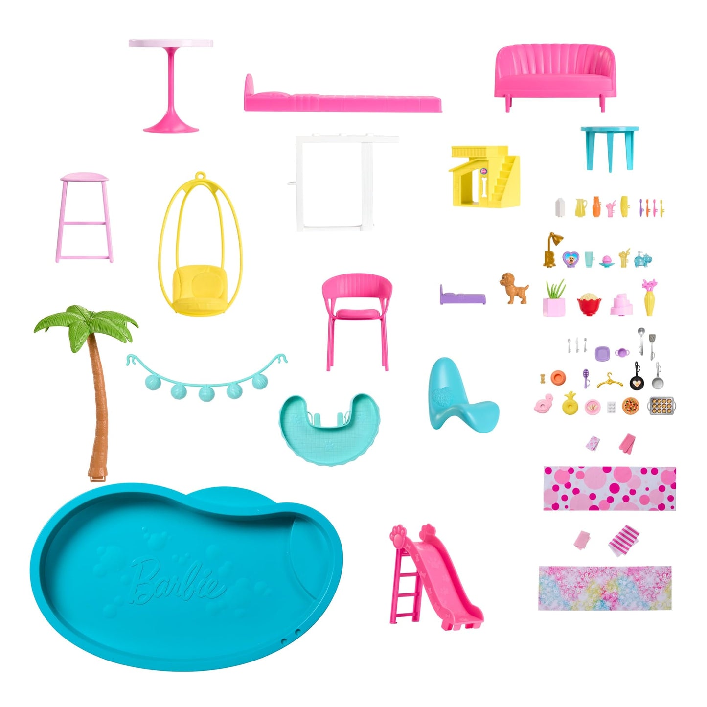 Barbie Dreamhouse with 3 storeys, pool, slide, elevator, and accessories for imaginative play, suitable for ages 3 and up.