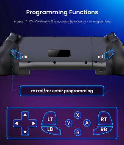Fanxieast handheld Switch 2 Pro controller with wireless design, full-size grip, RGB lighting, turbo, vibration, and hall effect joystick