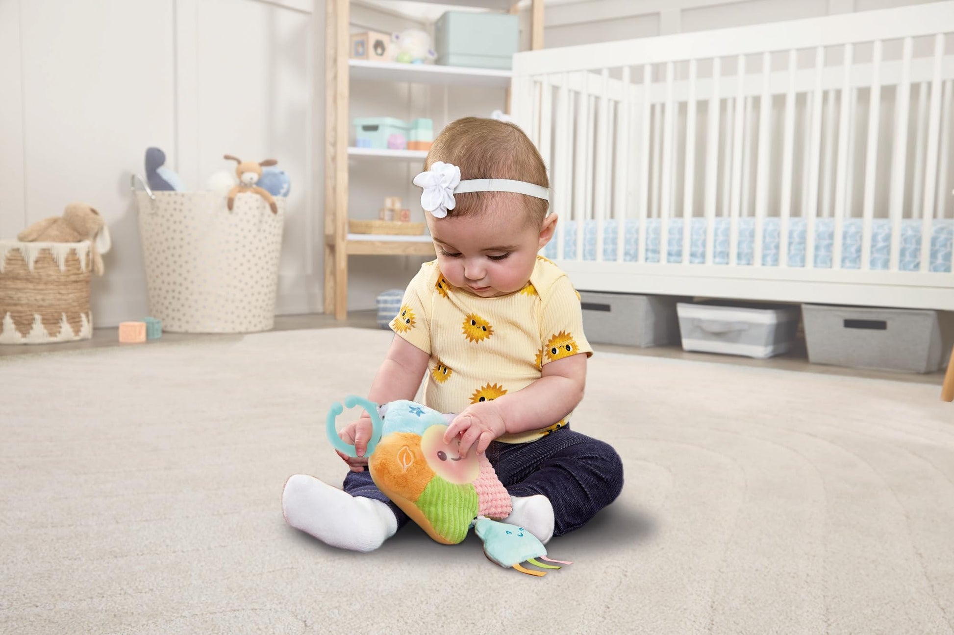 VTech Baby Soothing Sounds Star sensory toy with colorful textures and calming nature sounds for infants ages 0 to 6 months.