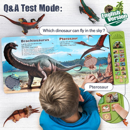 FRUSE Dinosaur Toys for Boys 3-5 with Interactive Sound Book,12 Pcs Dinosaurs Figures,Dinosaur Book with Sound,Toddler Dinosaur Learning Toys,Dino Present for Boys and Girls Age 3 4 5 6 7 8