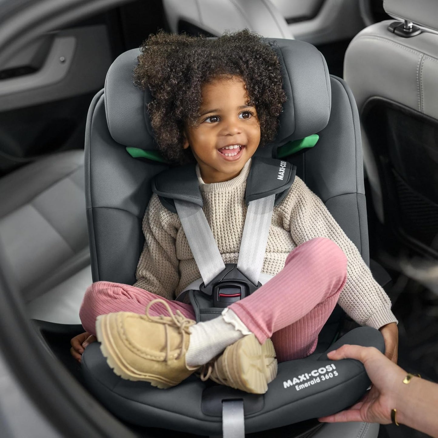 Maxi-Cosi Emerald S i-Size, 360 Swivel Baby car seat, 0-12 Years 40-150cm, Group 0+123 car seat, Isofix 0-36 kg car seat, Rearfacing, 4 Recline Positions, G-Cell Side Impact Protection, Tonal Black