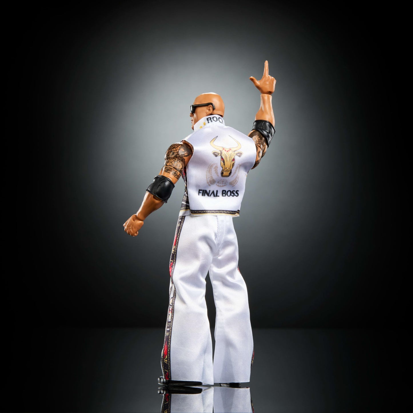 Mattel WWE Ultimate Edition Action Figure & Accessories Set, The Rock Final Boss 6-inch Collectible with Swappable Heads & Hands, 30 Articulation Points, JKD32