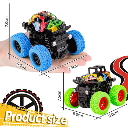 m zimoon Monster Inertia Truck, 2 Pack Off-road Vehicle Toy Four-Wheel Race Cars with 360 Degree Rotation, Toddler Car Toys Birthday Gift for 3 4 5 6 7 8 year old Kids Boys Girls (Blue+Green)
