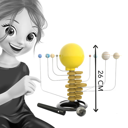 Buki Solar System for Kids 2-in-1 space toy with light-up rotating sun, planets, and torch for recreating eclipses, STEM learning kit