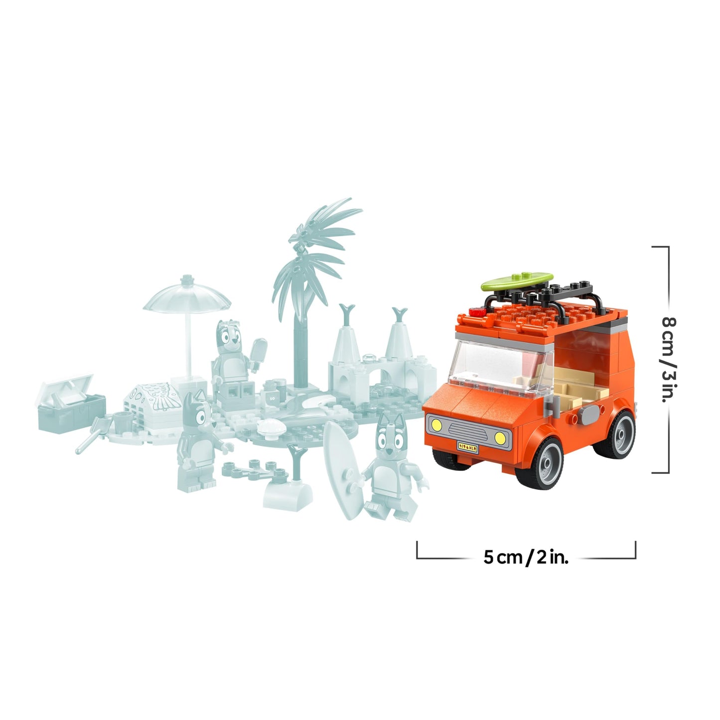 LEGO Bluey: Bluey's Beach & Family Car Trip Toy with 3 Minifigures incl. Bingo & Chilli, plus 2 Surfboards, a Sand Castle & Fun Accessories - Birthday Gift for 4+ Year Old Girls & Boys - 11202