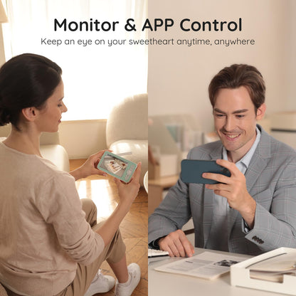 Boifun 2K WiFi baby monitor with 5-inch screen, night vision, PTZ camera, smart night light, and smartphone app control.