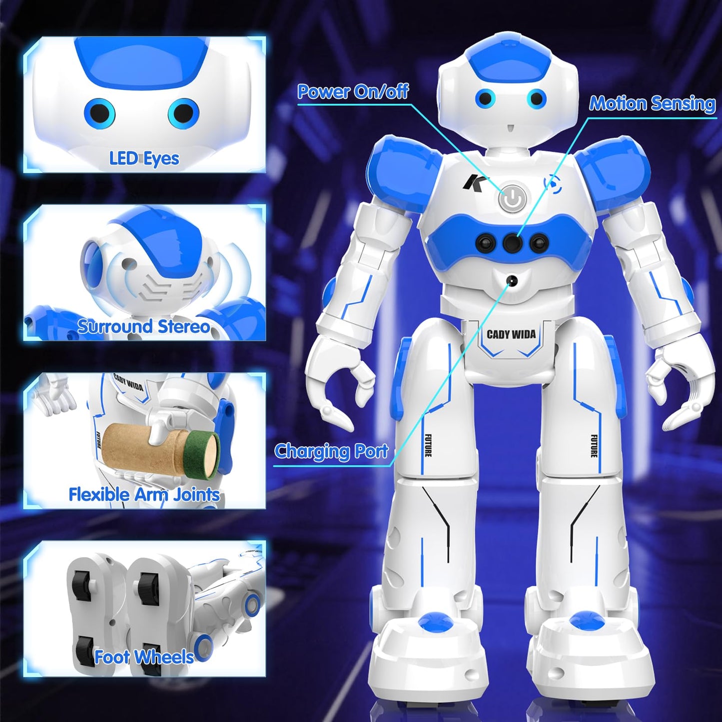 Pup Go Smart RC AI Robot Toy for Kids 3+, Early for Boys, Singing Dancing Interactive Talking Gesture Sensing Remote Control, STEM Educational Autistic (Blue)