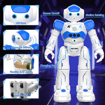 Pup Go Smart RC AI Robot Toy for Kids 3+, Early for Boys, Singing Dancing Interactive Talking Gesture Sensing Remote Control, STEM Educational Autistic (Blue)