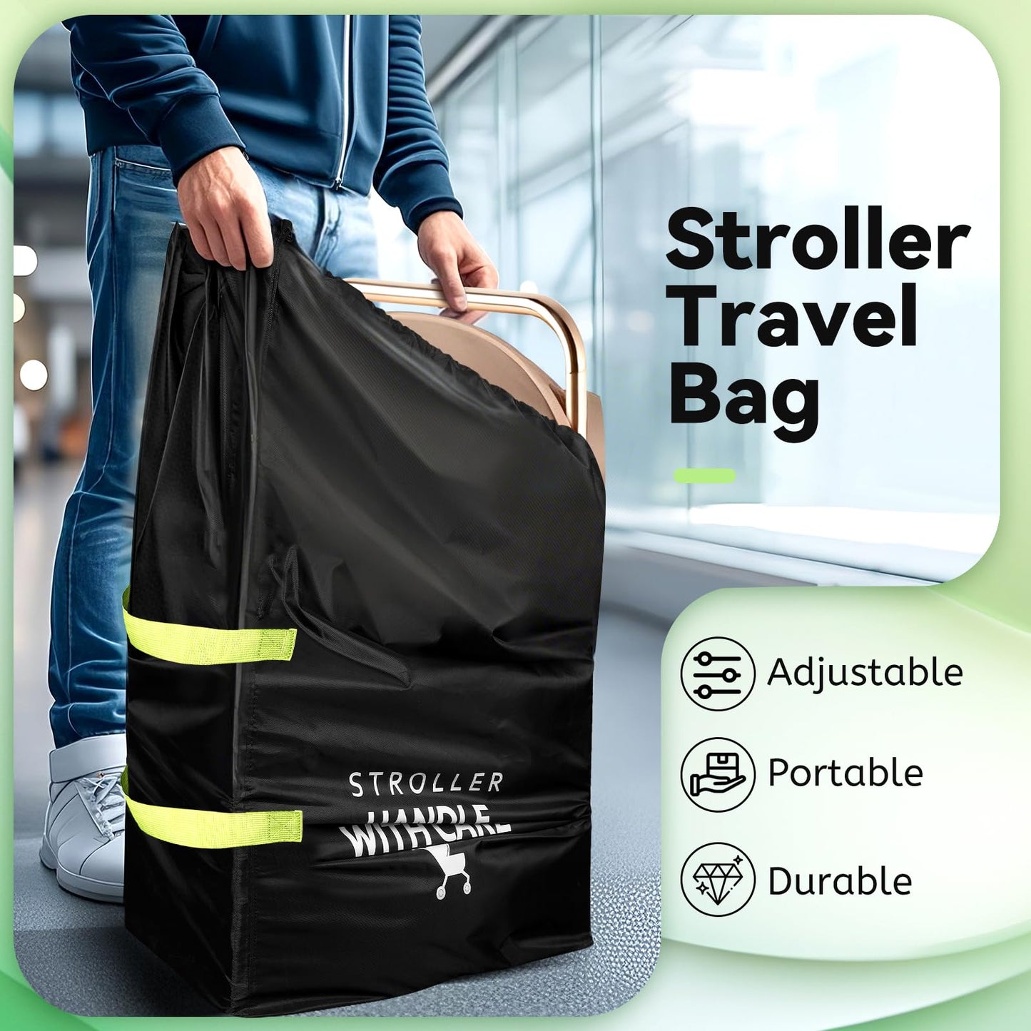 Guiseapue stroller bag for airplane travel, large capacity pram and buggy transport bag with durable design for Uppababy, Bugaboo, Cybex, Joie