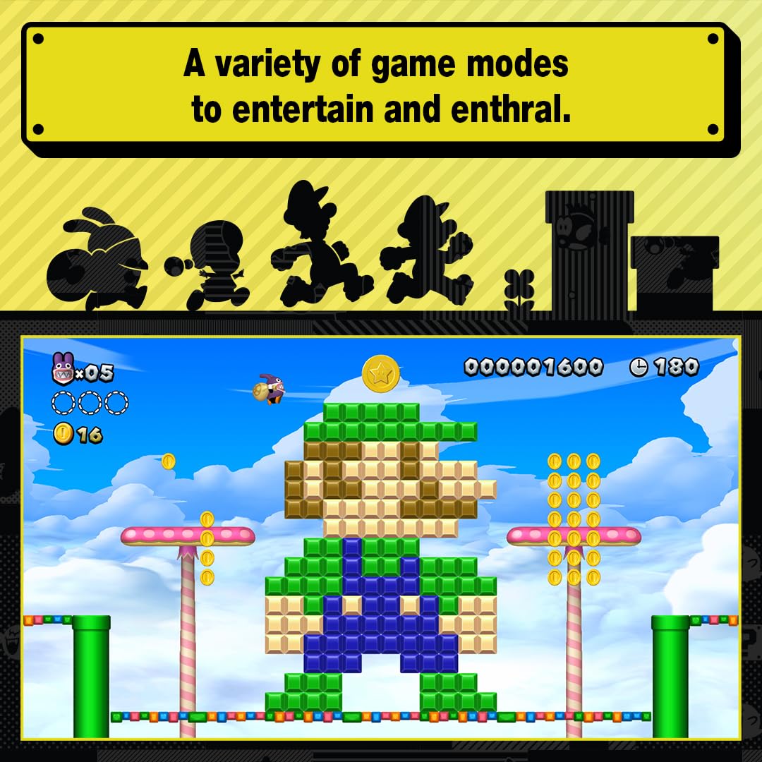Nintendo Switch game case for New Super Mario Bros. U Deluxe featuring Mario and colorful game artwork.
