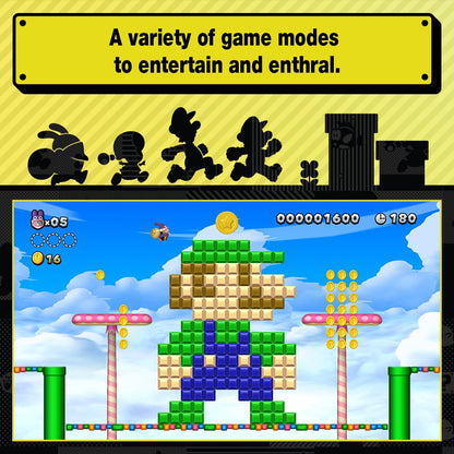 Nintendo Switch game case for New Super Mario Bros. U Deluxe featuring Mario and colorful game artwork.
