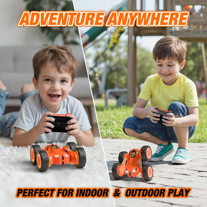 Dual Direct Charging Remote Control Cars with LED Light,High Speed 2.4Ghz 4WD Rc Stunt Car,Indoor and Outdoor 360° Rotates 180°Flips Electric Vehicle Toys Gifts for 3-12 Year Old Boys Girls Kids
