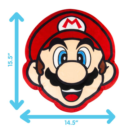 Club Mocchi Mocchi T12423 Mega, Nintendo Merchandise, Bedroom Accessories, Super Mario Cushion for Boys and Girls Aged 3 Years and Older, 15 Inch Plush Toy, Multi