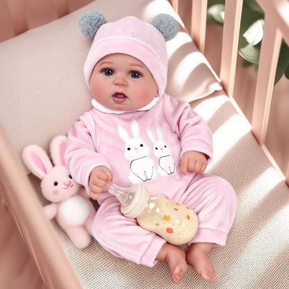 BABESIDE 20-inch lifelike reborn baby doll with open eyes, soft silicone body, dressed in clothes, ideal gift for girls age 3+