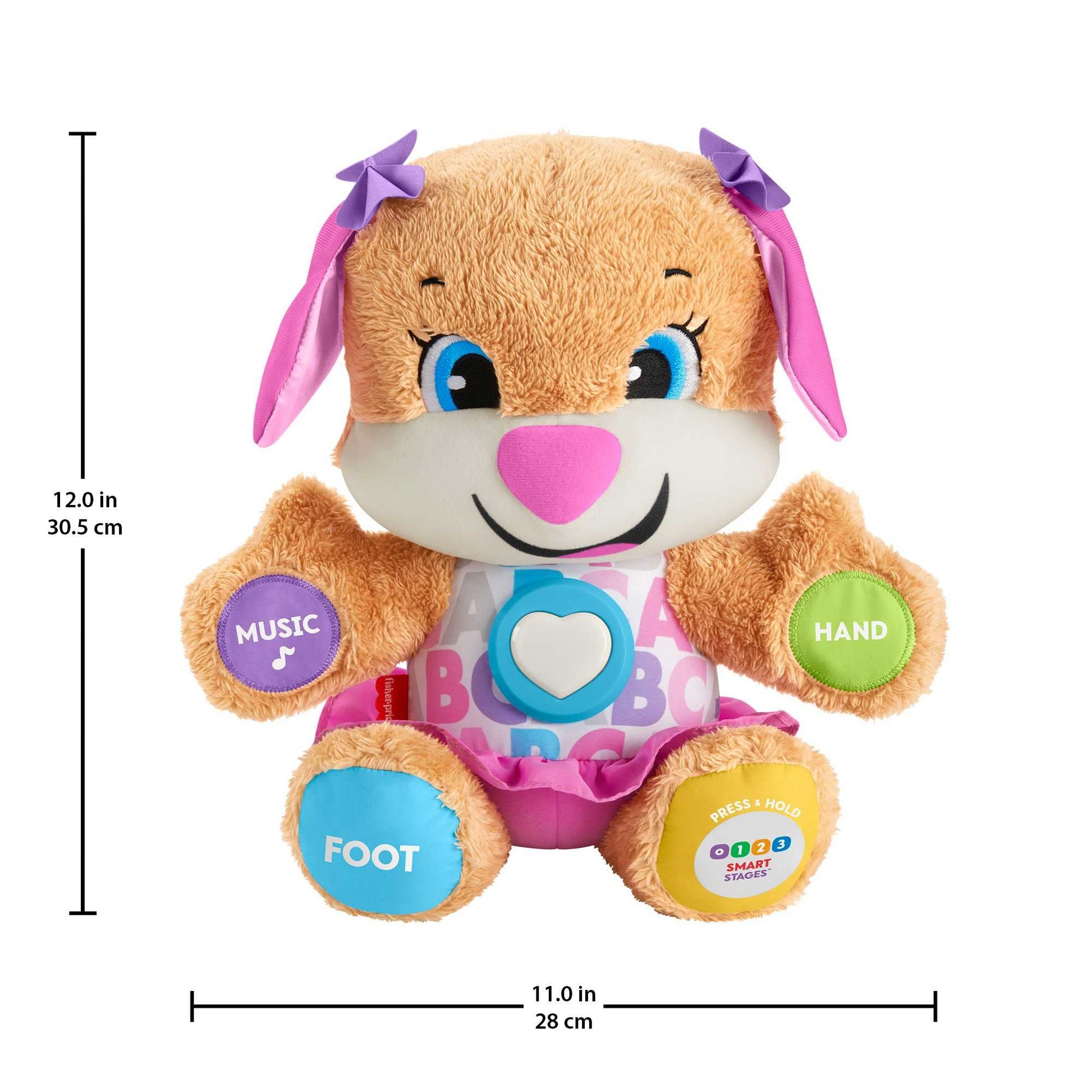 Fisher-Price Laugh & Learn Smart Stages Sis interactive baby toy with lights and music, suitable for ages 6-36 months.