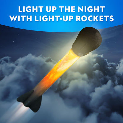 Blue Marble National Geographic air rocket launcher toy with foam rockets, LED lights, and a kid-powered launch system for outdoor play.