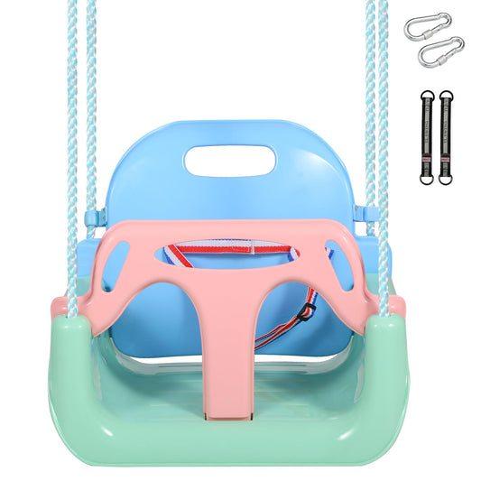 REDCAMP 3-in-1 Ajustable Toddler Swing Seat，High-Back Baby Swing Chair with Safety Strap,Ideal for Garden Indoor Outdoor Playground,6 months - teens, Light Blue