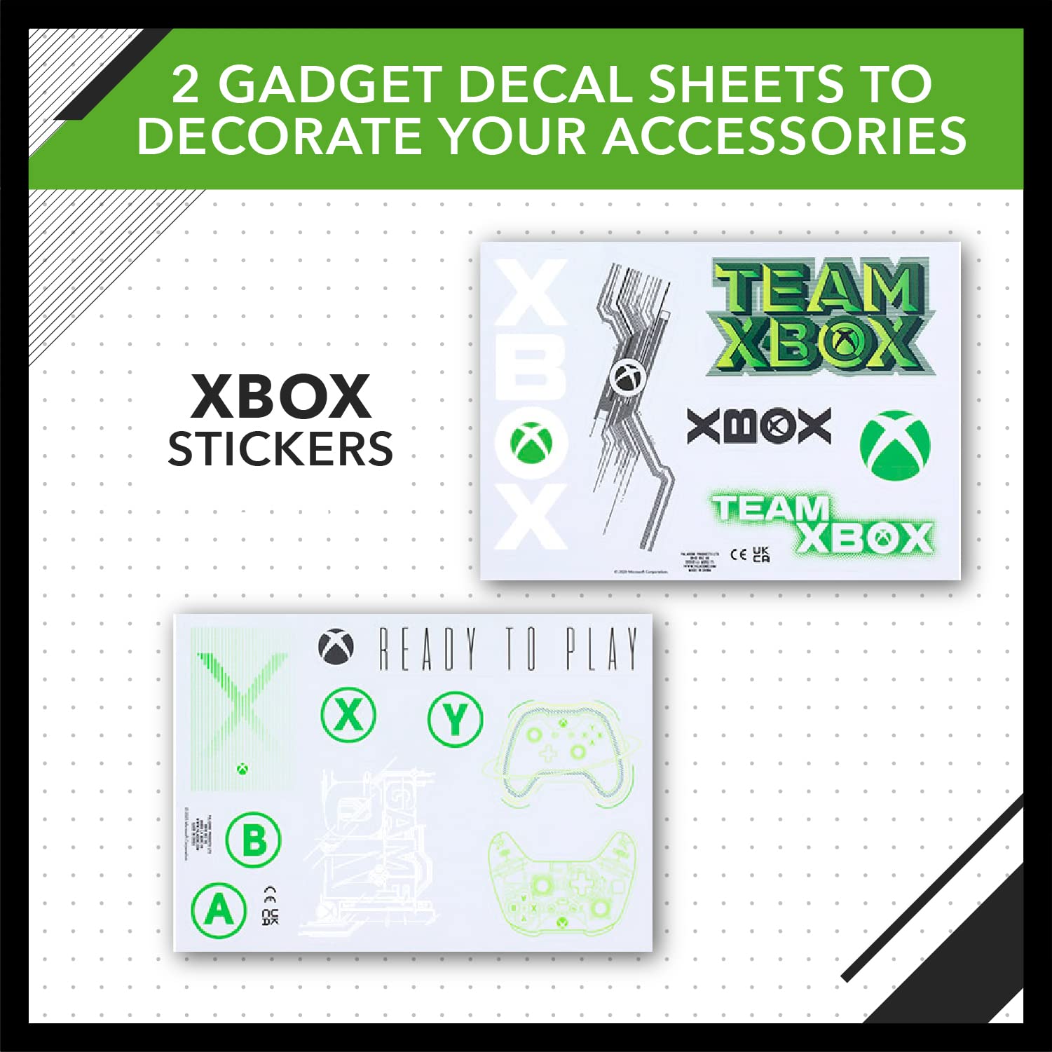 Paladone Xbox Icons Light, stickers, and bottle gift set featuring official Xbox logo designs on a white background.