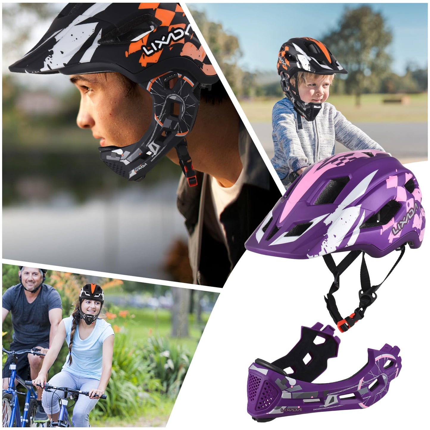 Lixada Kids Full Face Helmet, Detachable Kids Bike Helmet Safety Protection for Cycling Skateboard Scooter