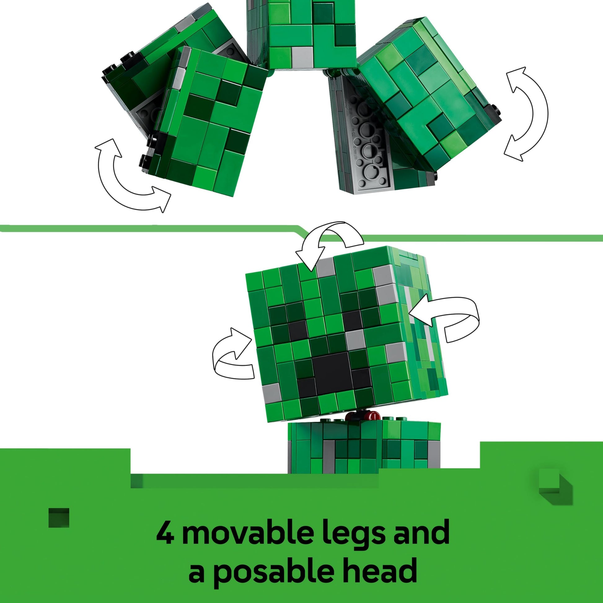 LEGO Minecraft The Creeper toy figure with hidden compartment, pig accessory, and TNT element for creative play.