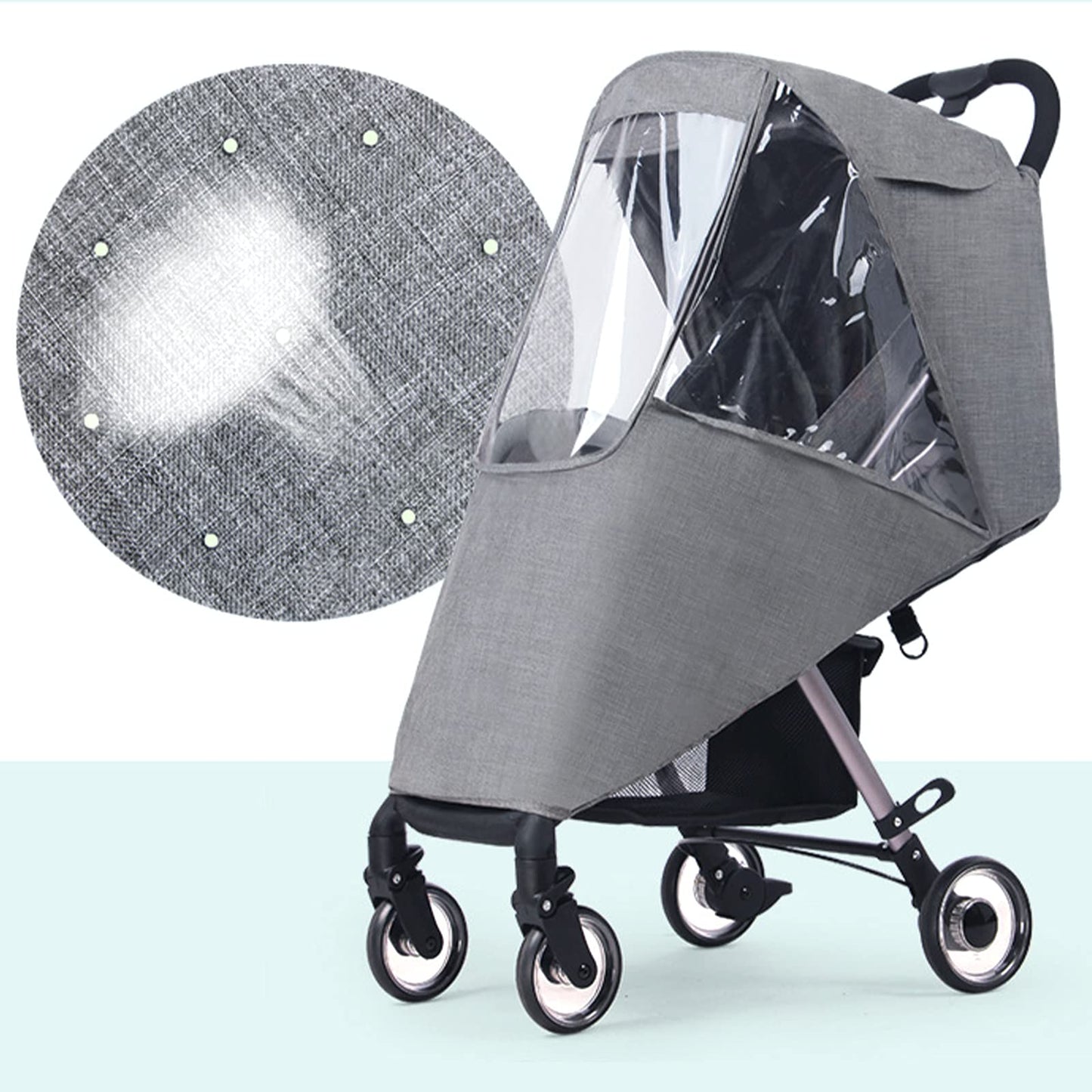 Universal Stroller Rain Cover for Pushchair Pram Buggy Rainproof Dustproof Windproof Rain Cover with Canopy and Zipper Door Easy Baby Lift in and Out (#6:Grey-Universal Stroller raincover)