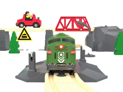 Train Toy Remote Control Locomotive, Motorized Train Set for Wooden Track, Electric Trains with Sound & Lighting Effects Compatible with Thomas, Brio, Chuggington