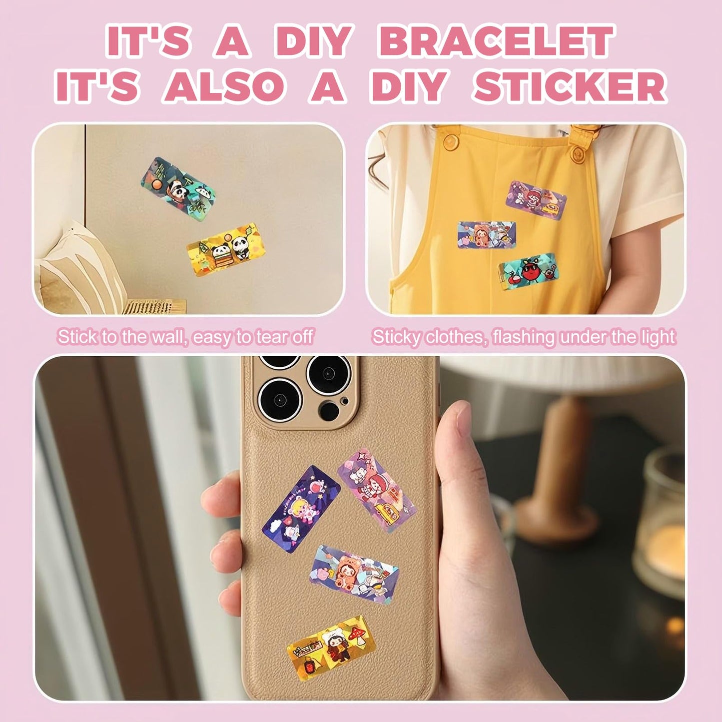 SiumPklay Sticky Rolls Bracelet Maker Kit with 140+ Stickers | Create Unique Sticki Rolls & Friendship Bracelets | Fun Jewelry Making Kits for Girls Ages 6-12 Christmas Gifts