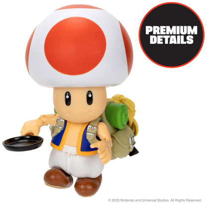 Nintendo Super Mario Bros. Movie Toad action figure, 5-inch size with frying pan accessory, detailed character from the video game series