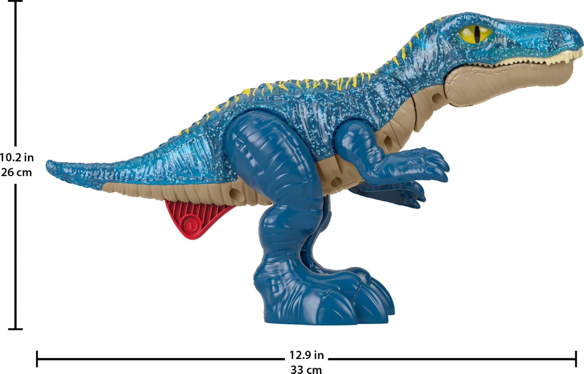 Fisher-Price Imaginext Jurassic World Baryonyx dinosaur toy with lights, sounds, and chomping action for kids age 3+