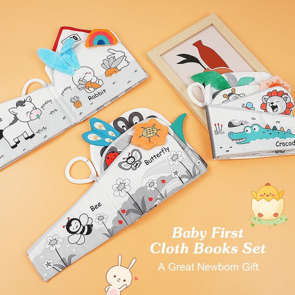 HOTUT Baby Toys Baby Books 0-6 Months, Sensory Books for Babies Touch and Feel Soft Books,Baby Crinkle Books, Touch Feel Activity Soft Book Infants Toys for 0 3 6 12 Months Boy Girl Shower Gifts