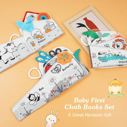 HOTUT Baby Toys Baby Books 0-6 Months, Sensory Books for Babies Touch and Feel Soft Books,Baby Crinkle Books, Touch Feel Activity Soft Book Infants Toys for 0 3 6 12 Months Boy Girl Shower Gifts