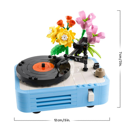 LEGO Creator 3in1 Record Player building toy with colorful flowers, also rebuildable into a radio or microphone, for creative play.