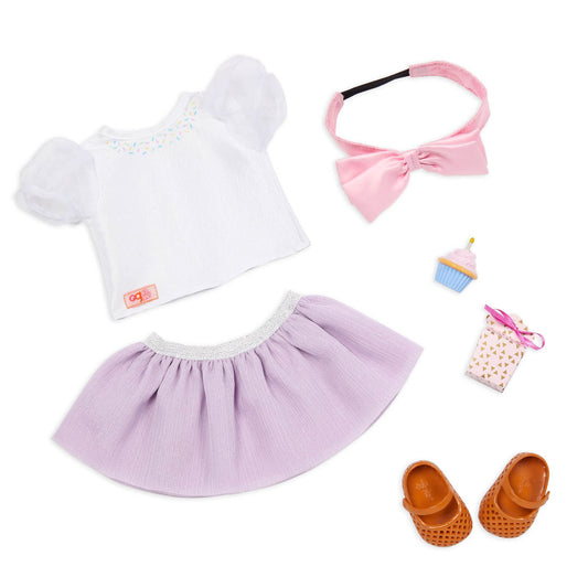 Our Generation Sweet Wishes Outfit – Deluxe Party Outfit with Birthday Accessories for 18-inch Dolls – 6 Piece Clothing and Accessory Set