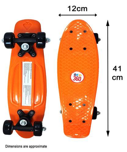 16" / 22" Kids Cruiser Skateboard Mini Complete Skateboard for Children Beginners Girls Boys Unisex Retro Skaters Skatepark 6 COLOURS (Regular Orange 16 inch)