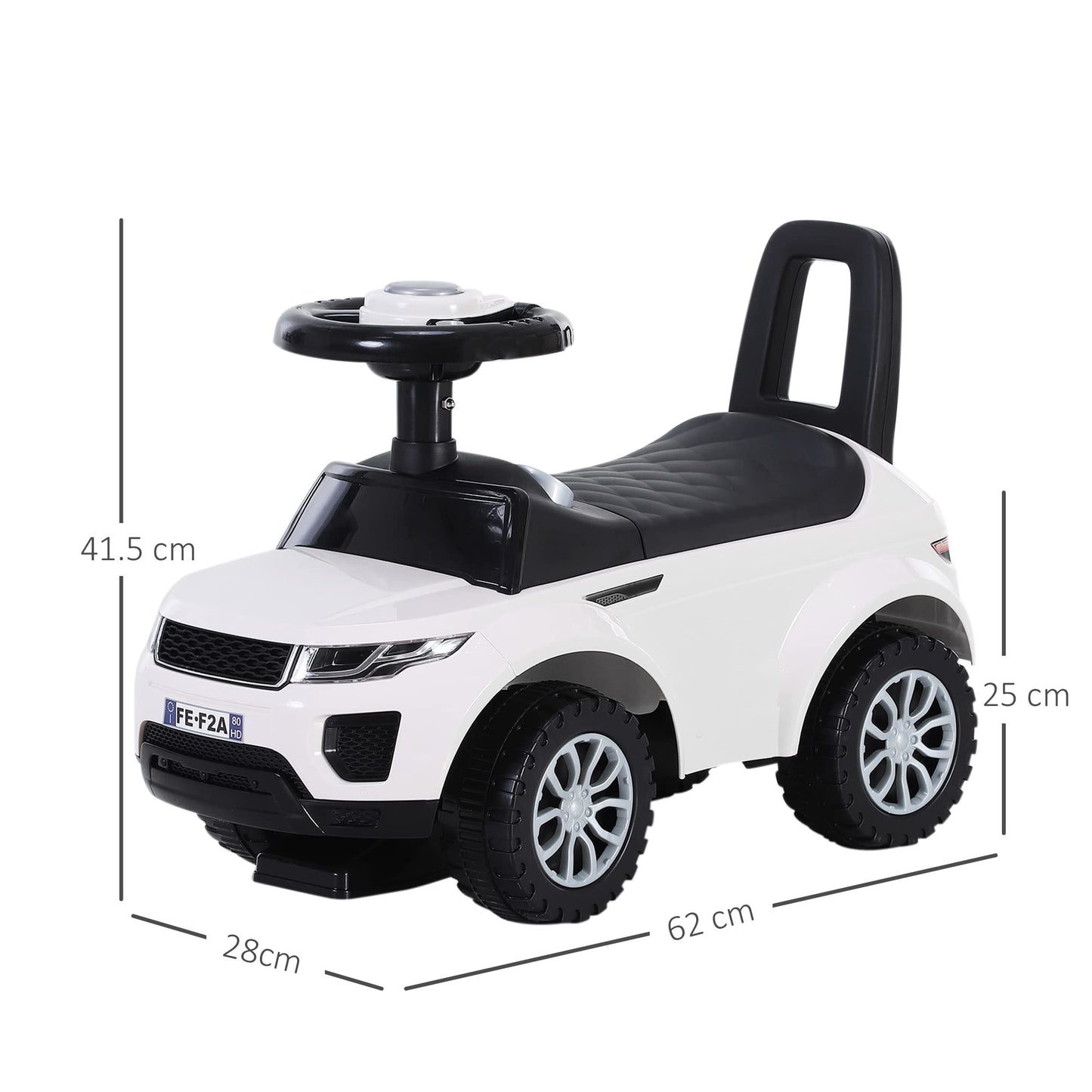 HOMCOM 3-in-1 Ride On Car Foot To Floor Slider Toddler w/Horn Steering Wheel NO POWER Manual Under Seat Storage Safe Design for 1-3 Year Old White