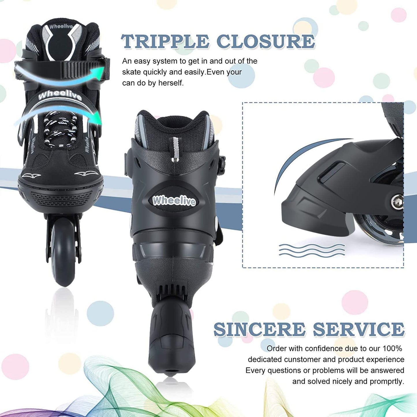 Wheelive Adjustable Inline Skates for Kids, Performance Roller Skates with Full Light Up Wheels Ideal for Boys, Girls, Beginners, Adults