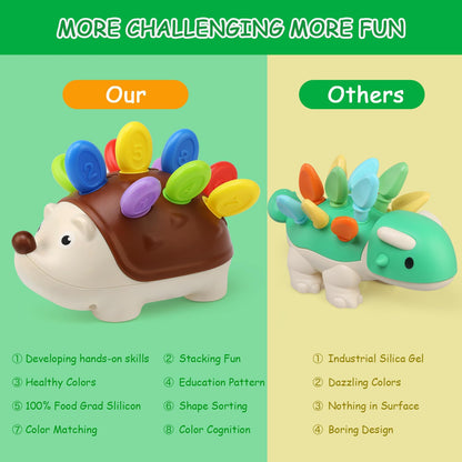 BelleStyle Baby Sensory Montessori Toys for 18 Months, Hedgehog Fine Motor Skills Toys Sorting Game Development Activity Toys Educational Learning Travel Toys for Toddlers Boys Girls 2 3 Years Old