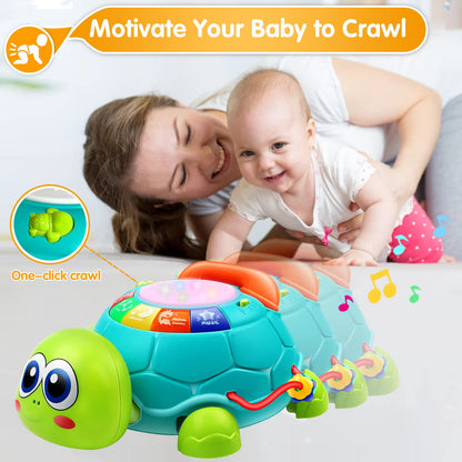 Kaybolge Baby Toys Crawling Turtle Sensory Toys for Babies Toddler kids Infant Girls Boys Musical Phone Learning Educational Lights/Music/Number Letter Christmas Valentines day Birthday Toy Gift