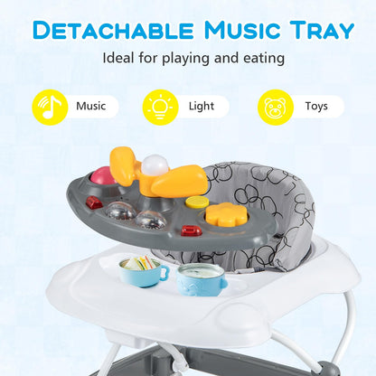 Maxmass 4 in 1 baby walker with foldable design, adjustable heights, removable lights and music tray, padded seat for toddlers