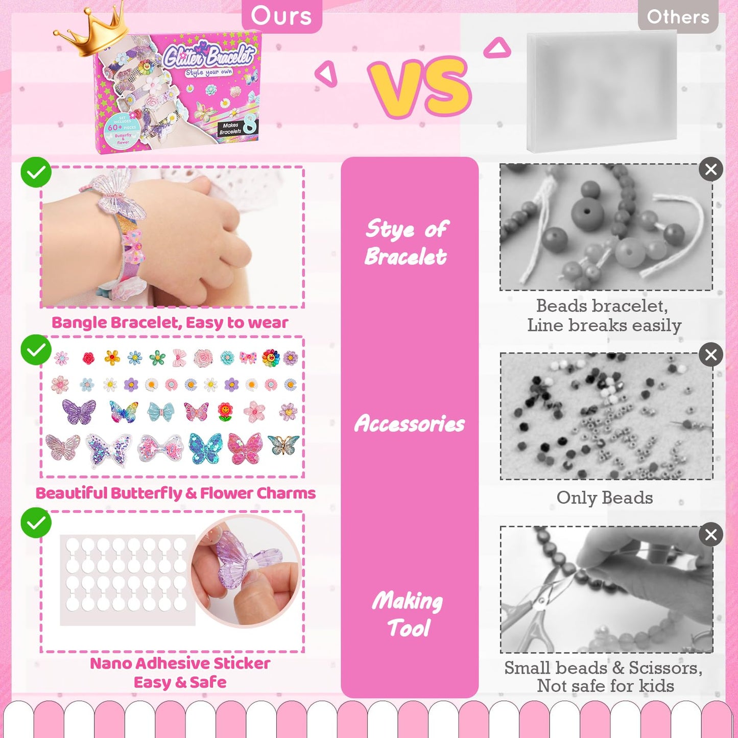 Eichhoo friendship bracelet making kit for girls, including colorful beads and strings, perfect for kids’ crafts and birthday parties.