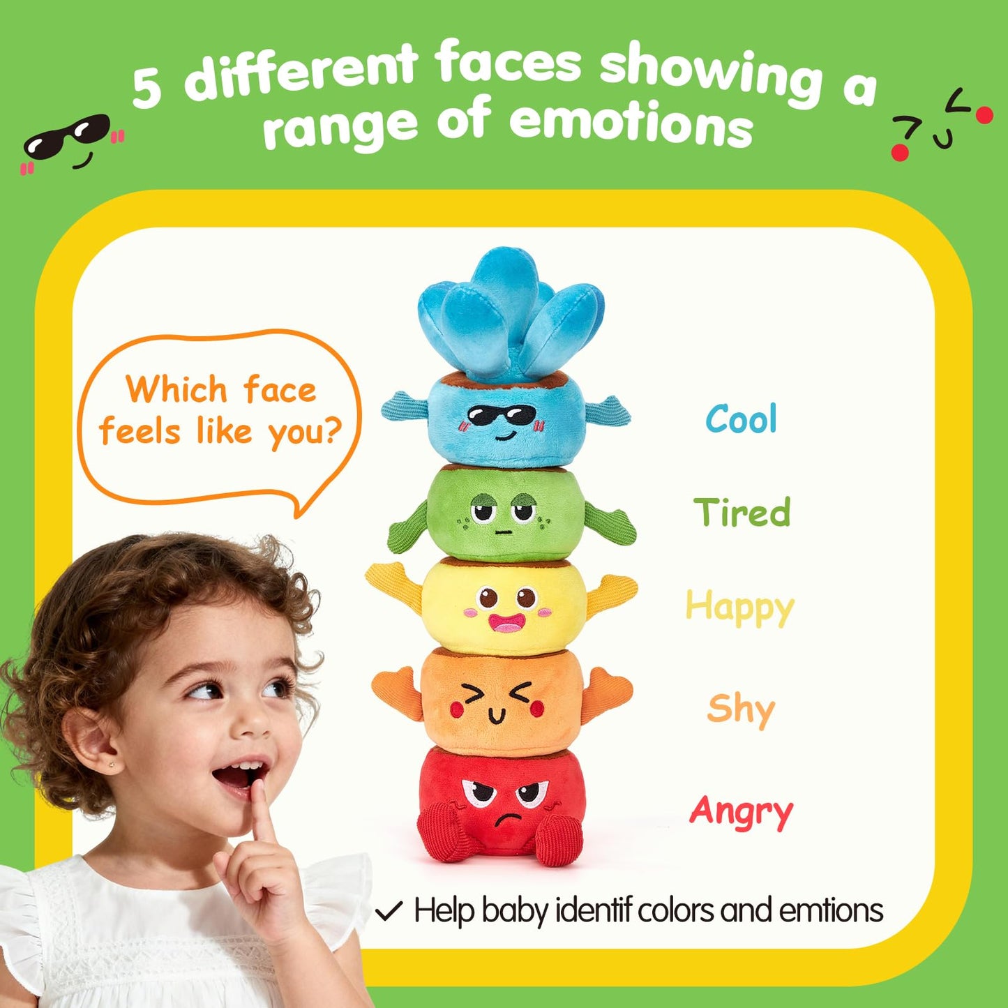 hahaland Baby Sensory Toys 6-12 Months Montessori Toys Sorting Stacking Plugging Baby Toys, 10PCS Fabric Plush Potted Plants & Soft Rattle Flowers Sensory Toy, Various Textured Crinkle Montessori Toy