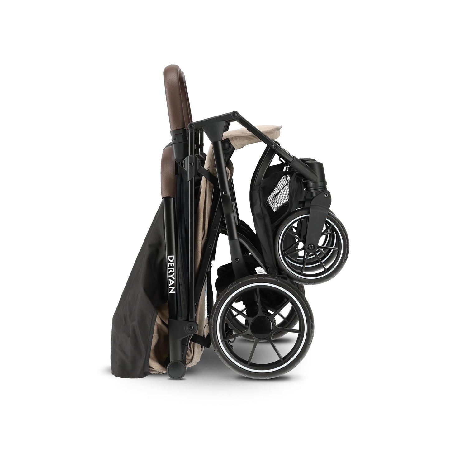 Deryan Rolo X2 XL Pushchair Buggy 2 in 1 - Buggy Small Foldable - Birth to 4 Years - Baby Pram per Seat Maximum Load 22 kg - Children's Buggy Foldable - Compact and Foldable - Nougat