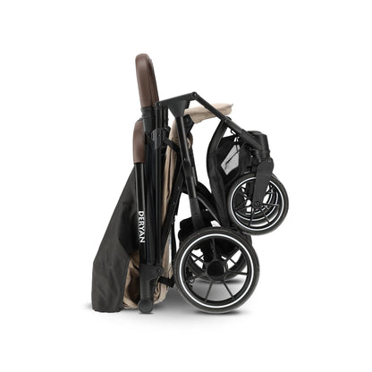 Deryan Rolo X2 XL Pushchair Buggy 2 in 1 - Buggy Small Foldable - Birth to 4 Years - Baby Pram per Seat Maximum Load 22 kg - Children's Buggy Foldable - Compact and Foldable - Nougat