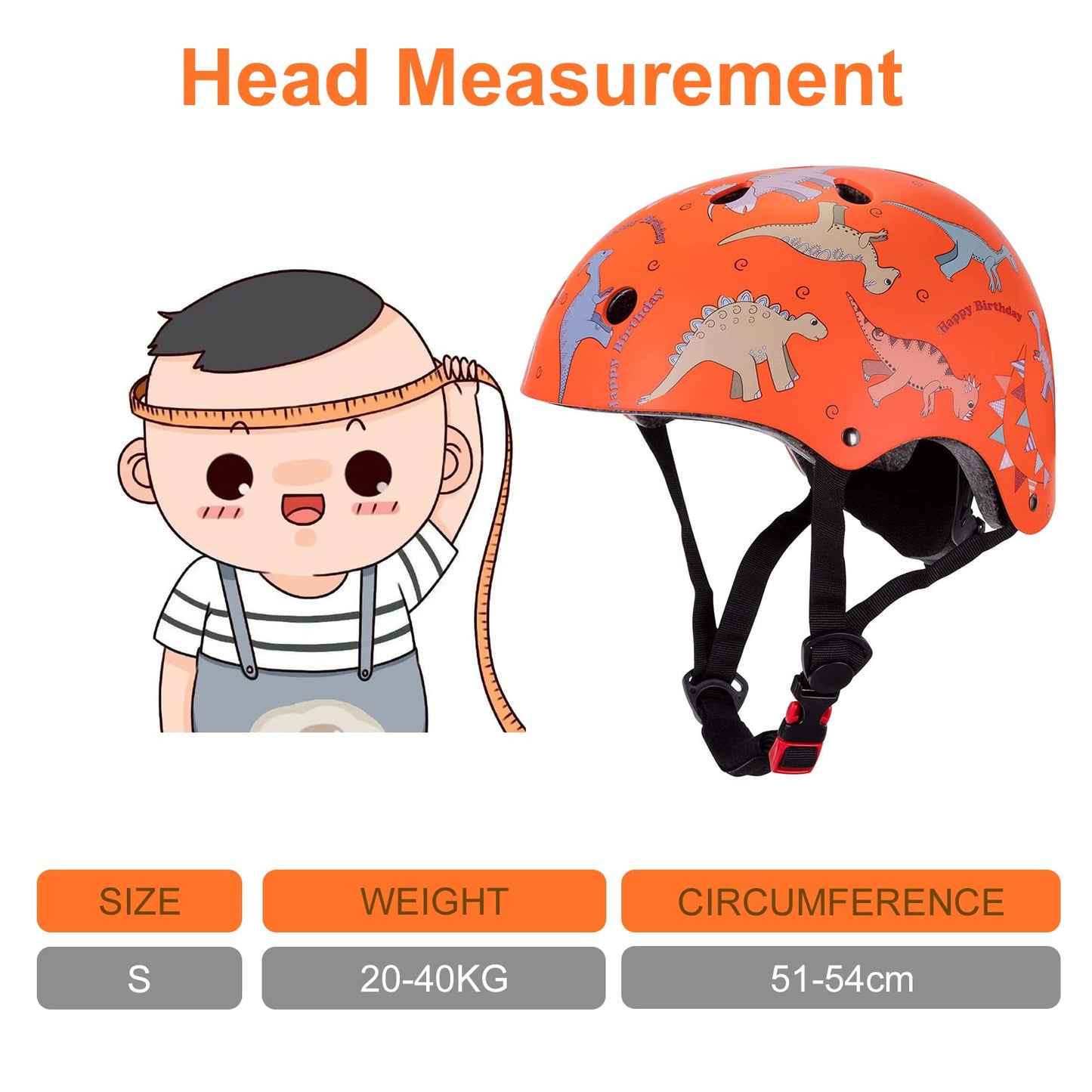Kids Helmet Pads Set for 2-8 years old Toddler Bike Helmets Lightweight Safety Helmet Elbow Knee Pads Protection Gear for Skateboard Scooter Skating, Gifts for Boys Girl (Orange)